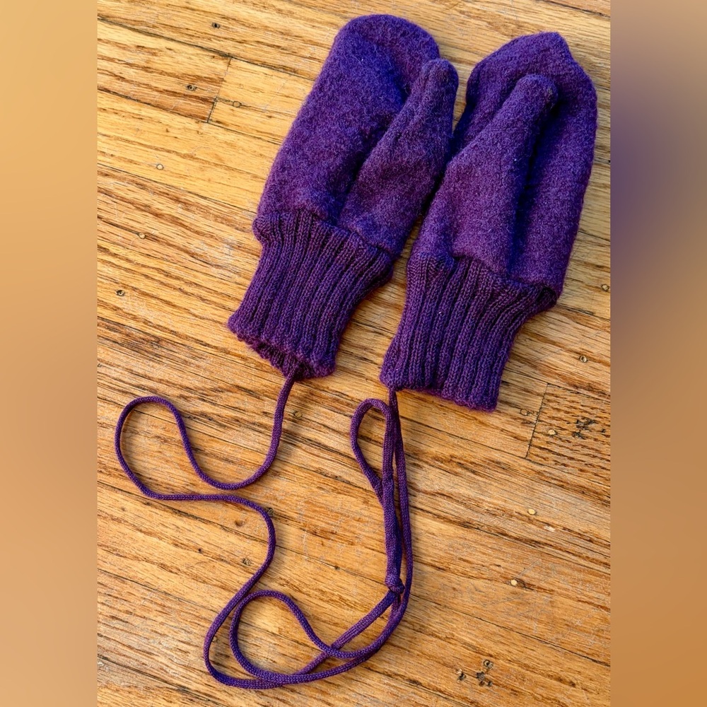 Cute Disana Wool mitts *mending needed*